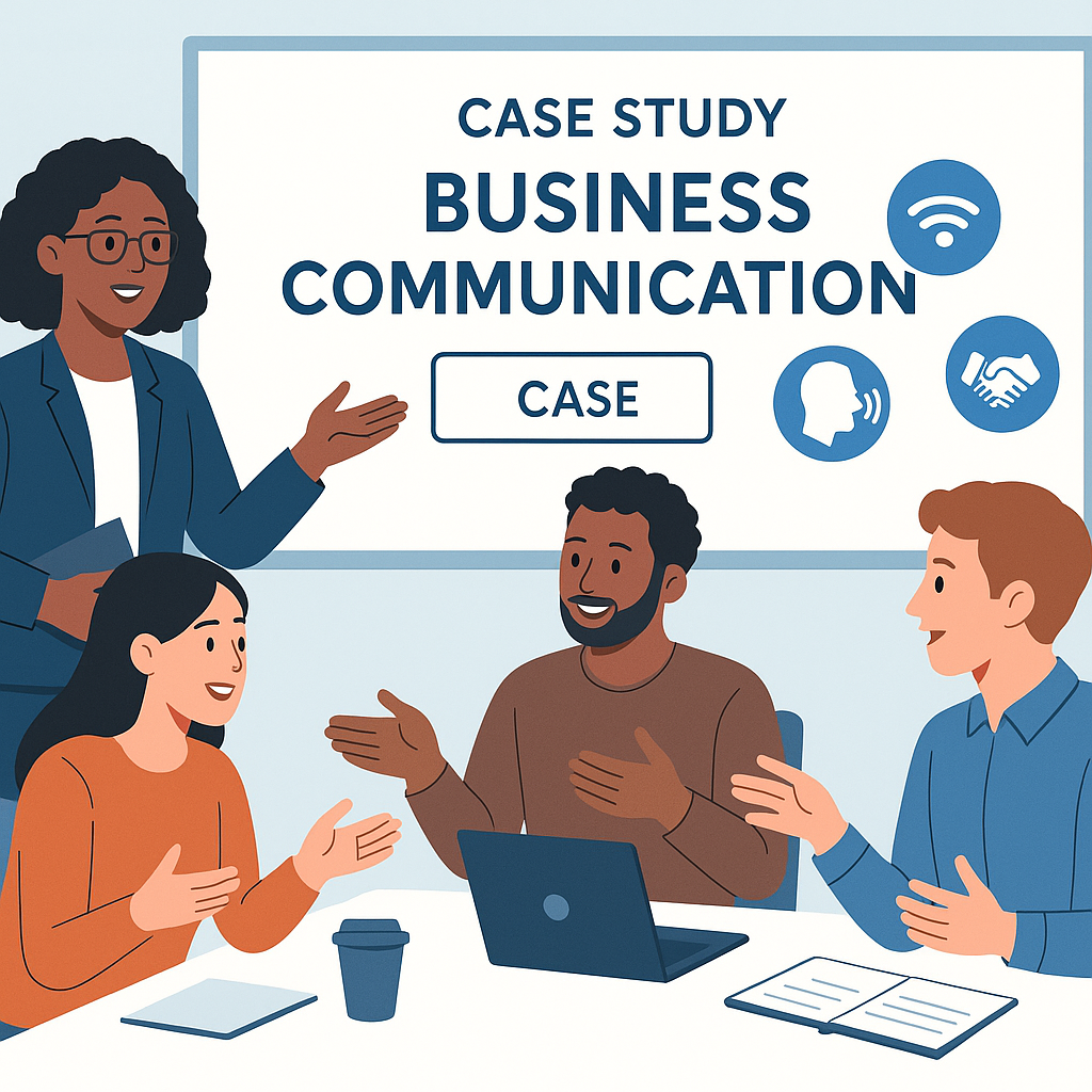 Business Communication Today 16th Edition features - Illustration of students discussing a business communication case s