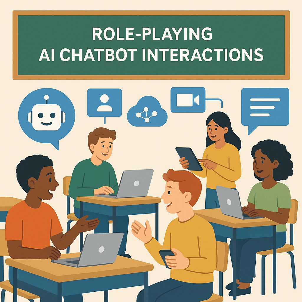Business Communication Today 16th Edition features - Illustration of students using AI chatbots and digital tools in rol