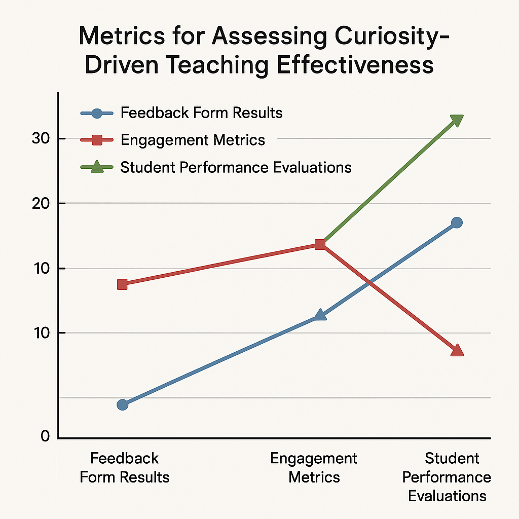 Multi-axis chart showing key metrics like feedback results, engagement metrics, and performance evaluations for assessing teaching effectiveness.
