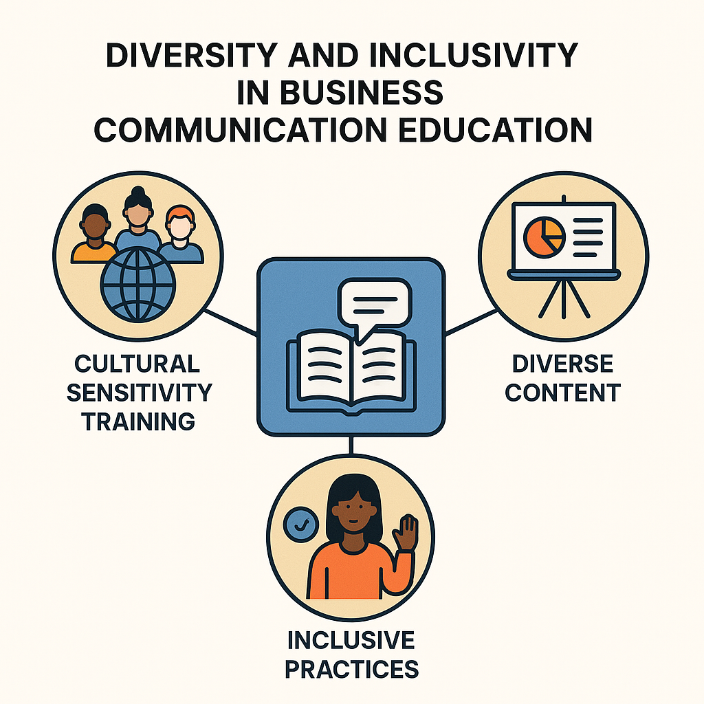 Diagram highlighting how diversity and inclusivity in classrooms enhance global communication preparation.