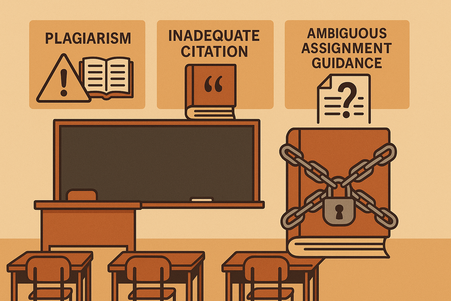 ethical landmines in curriculum - Illustration depicting ethical pitfalls in curricula, represented by warning signs, ch