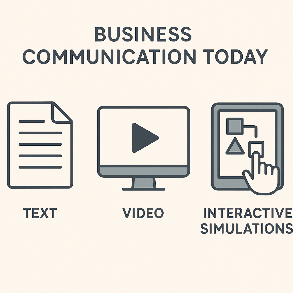 Illustration showing text, video, and simulation formats used in the textbook.