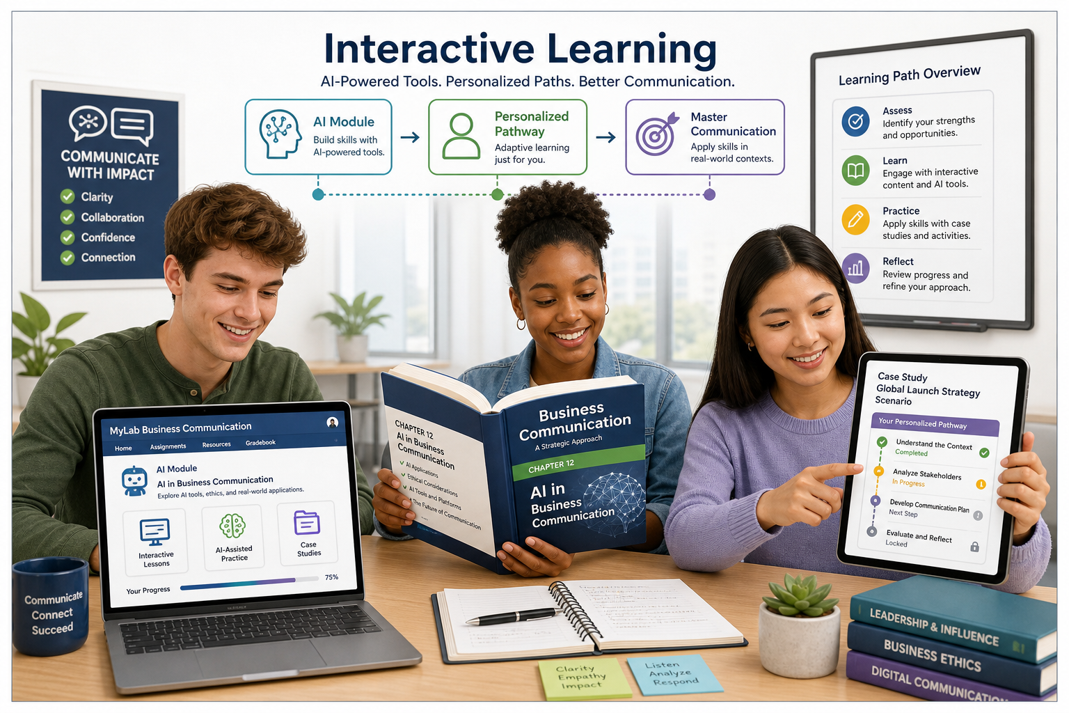 Ai-augmented Business Communication Textbooks - Illustration of an instructor using an AI-augmented business communicati