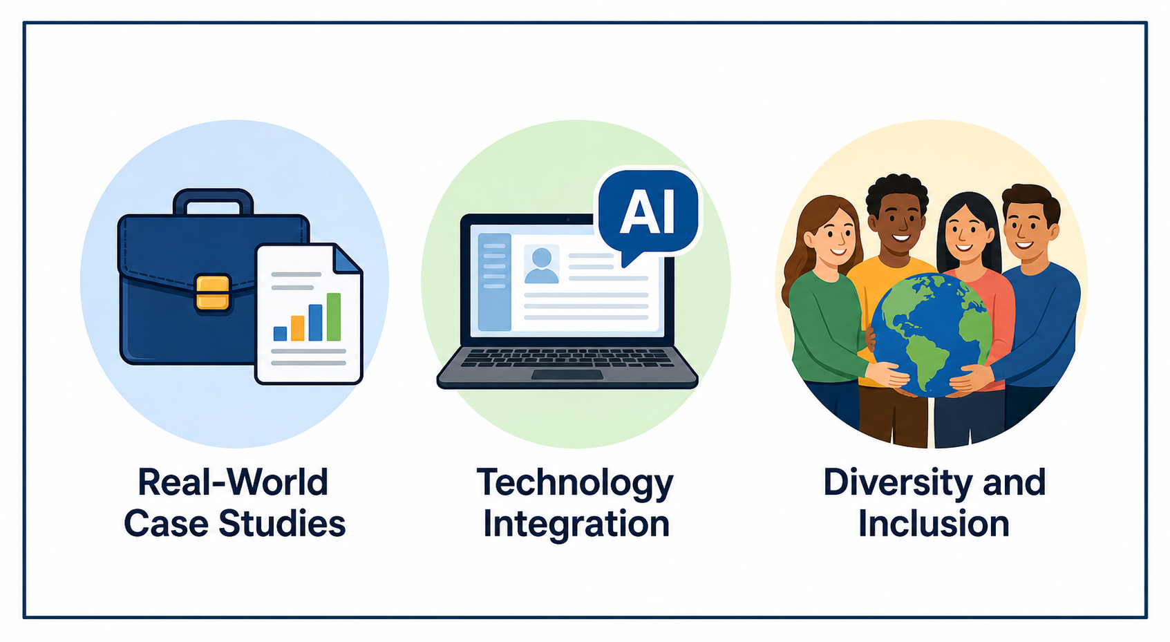 Top Business Communication Textbooks - Illustration depicting real-world case studies, technology integration—including