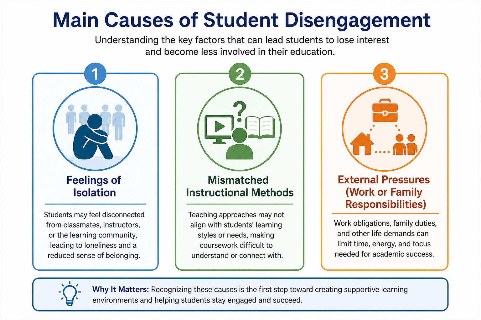 What S Really Going When Students - Diagram illustrating the main causes of student disengagement, including isolation,