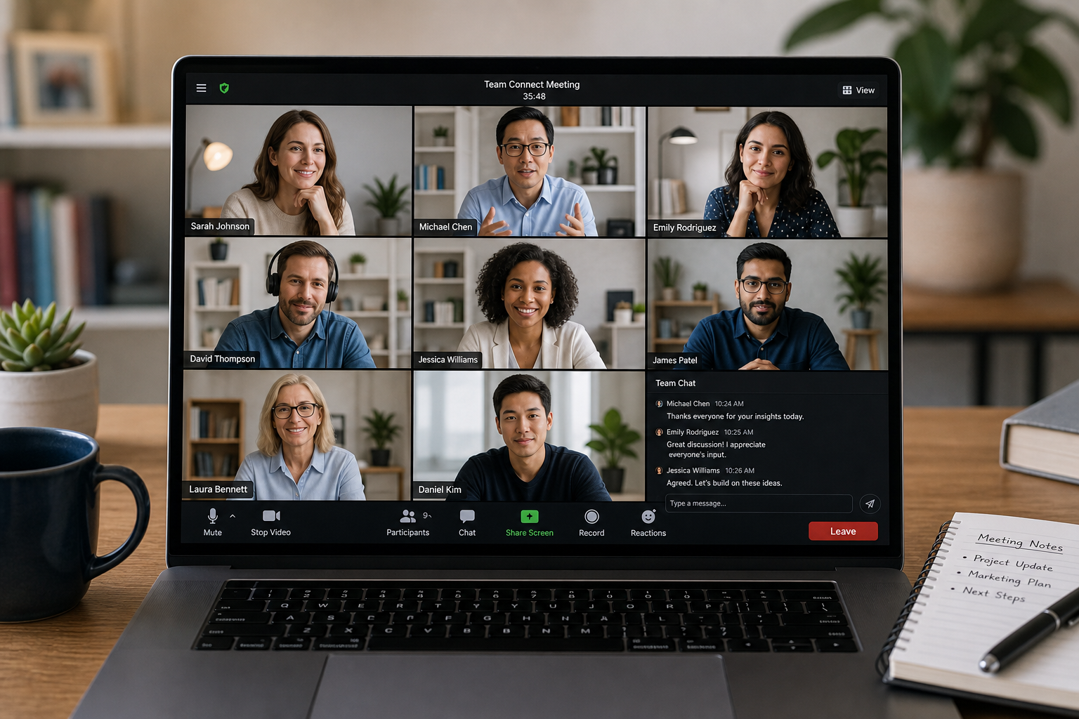 How Remote Teams Can Build Trust - Photograph of a diverse remote team video conference illustrating how business communication practices such as empathy and active listening help build trust in remote teams.